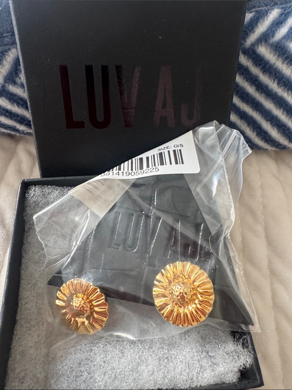 Luv Aj Polished Gold Sunflower Stud Earrings